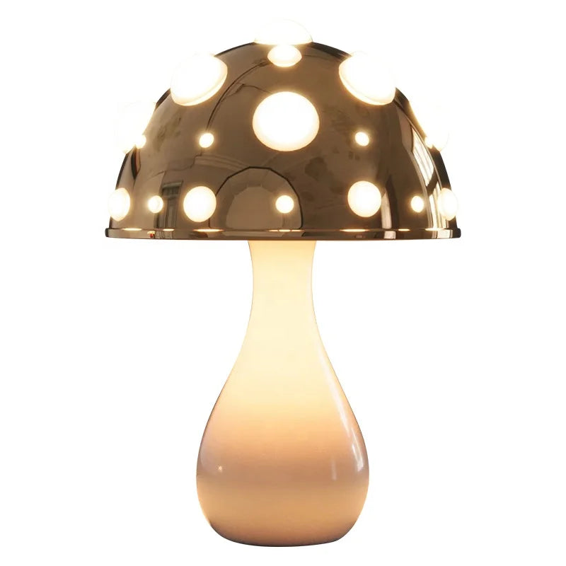 Mushroom Lamp - Gold LED Night Light for Bedroom