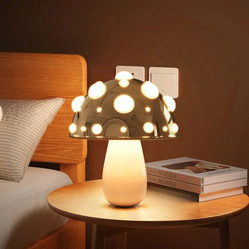 Mushroom Lamp - Gold LED Night Light for Bedroom