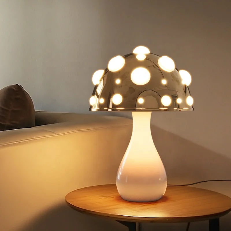 Mushroom Lamp - Gold LED Night Light for Bedroom